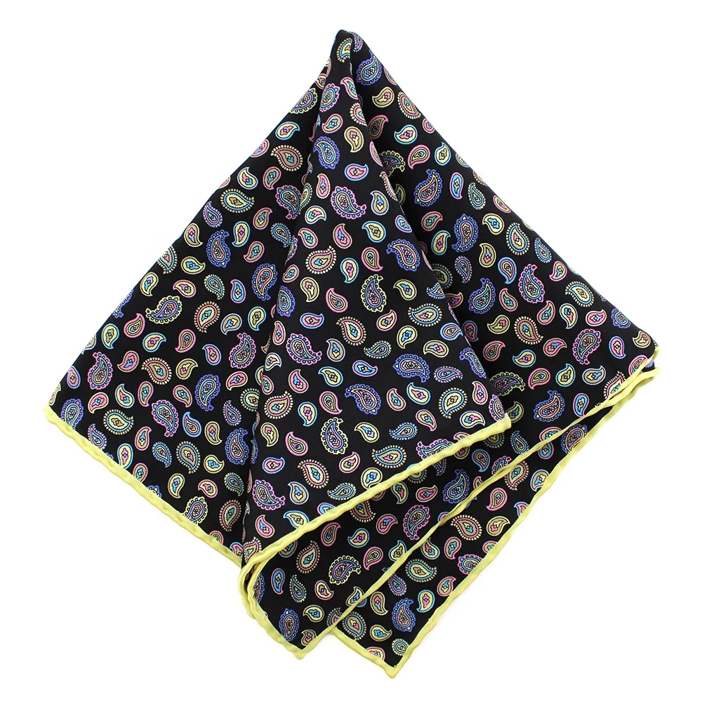 China Wholesale Women Girls Bag Bandanas Hair Wrap Custom Printing 100% Silk Crepe Satin Small 53CM Paisley Square Scarf