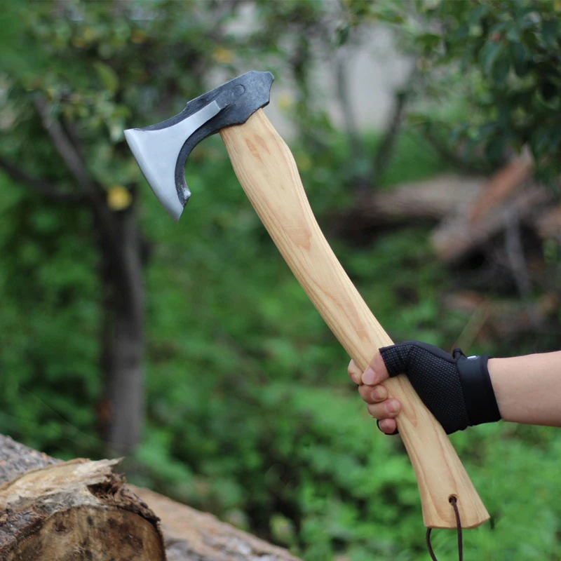 Hot Sale Shock Absorbing Anti-Slip Walnut Wood Handle Splitter Maul Pick Hatchet Survival Ax Camping Tactical Viking Axe