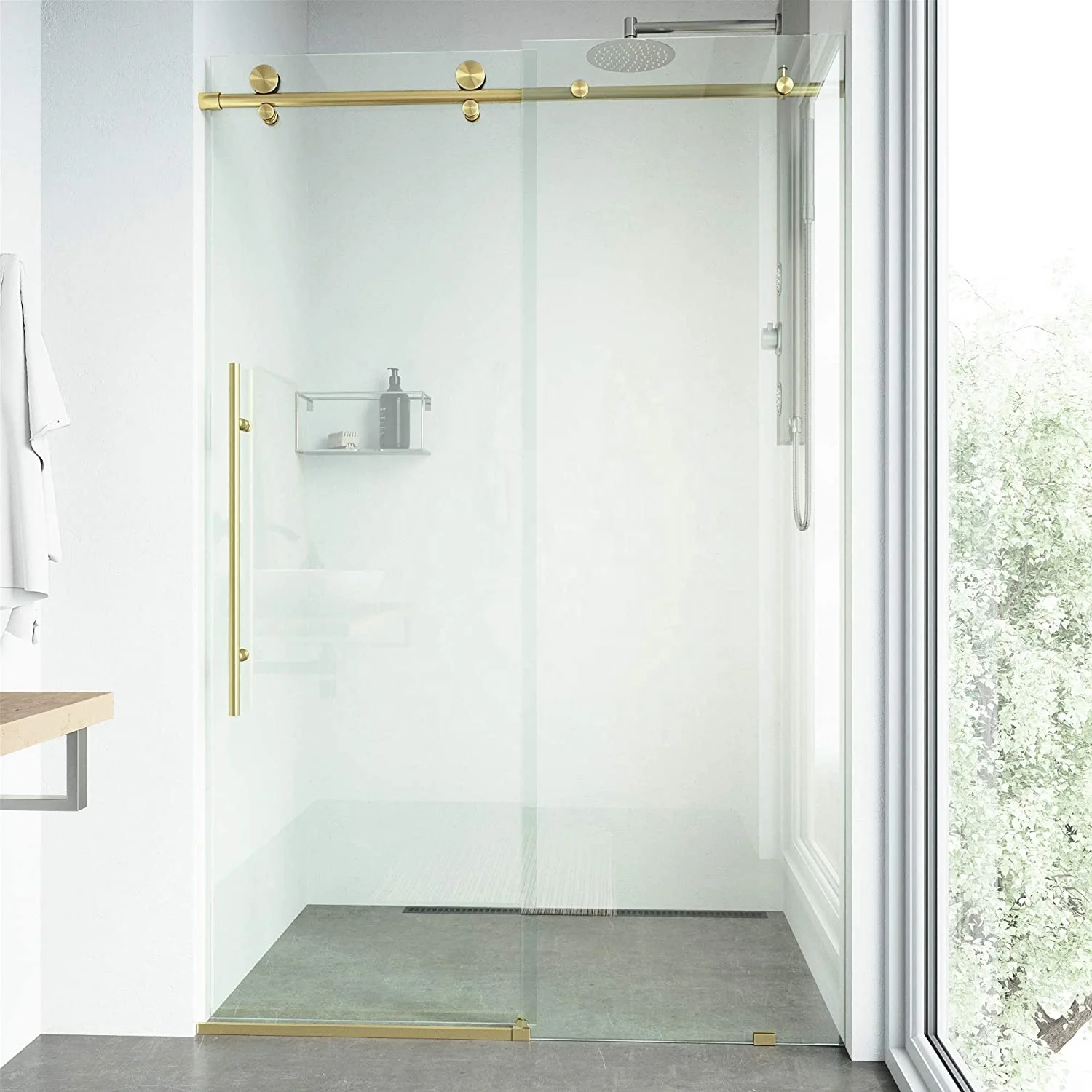 Modern Glass Bathroom Stand Shower Room with Sliding Door Frameless and Square Appearance for Hotels on Clear Sale
