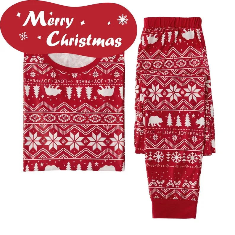 Hongbo custom 2024 printed christmas clothes family cotton warm breathable matching christmas outfit pajamas for family