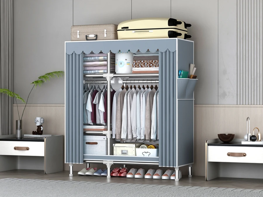 Good Quality New Arrivals Foldable Metal Wardrobe Bedroim Bedroom Furniture Foldable Simple Cloth Wardrobe
