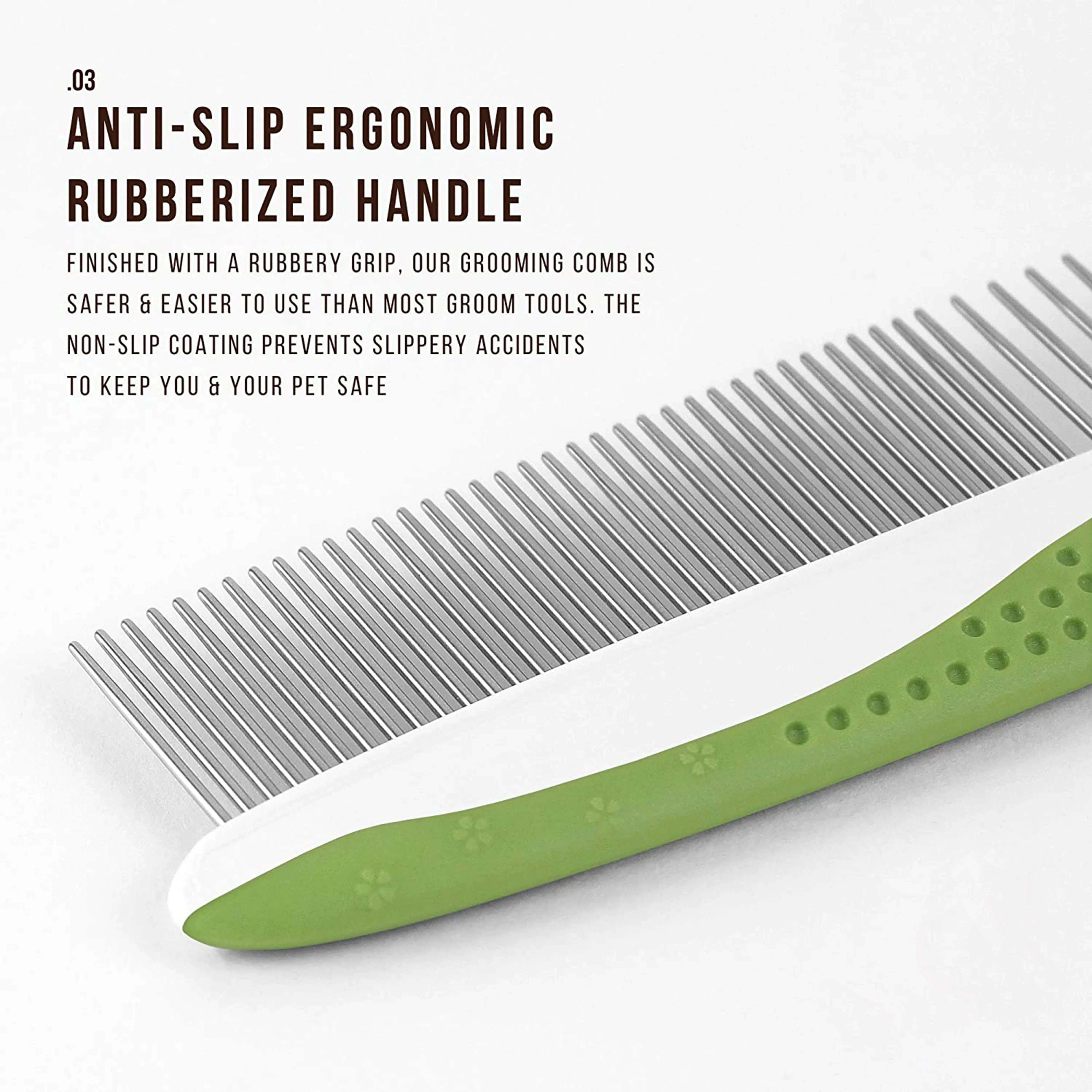 High quality Eco-Friendly Green Stainless pet supplies grooming steel hair metal comb