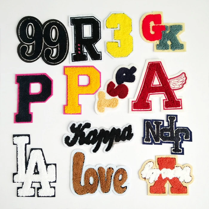 sew on embroidered badges number english alphabet letter chenille patches