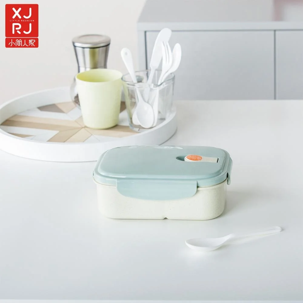 Amazon hot sale rectangle shape wheat fiber plastic manufacturer box lunch for kids children