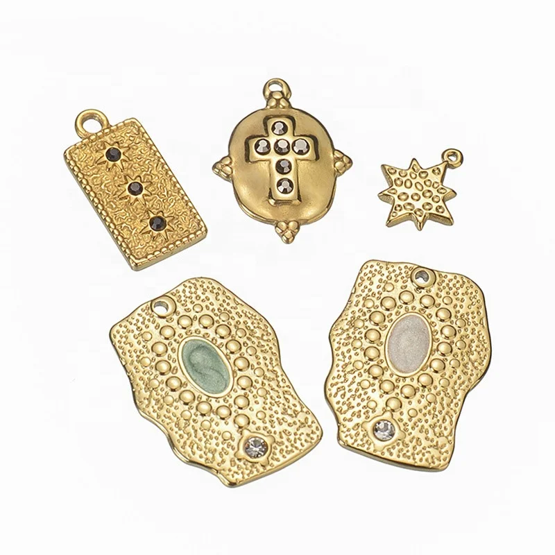 VEROMCA Irregular Square Zircon Pendant 304 Stainless Steel Fashion Sweater Chain Accessories