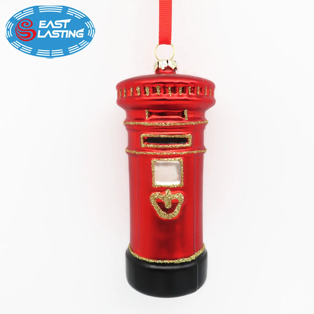 
Postbox hand made glass Christmas hanging sublimation ornament gifts 