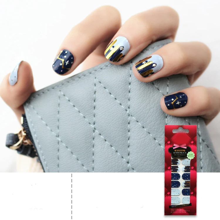 Wholesale Colorful Stickers Nails Fashion Design Korea Semi-cured Custom Gel Nail Sticker