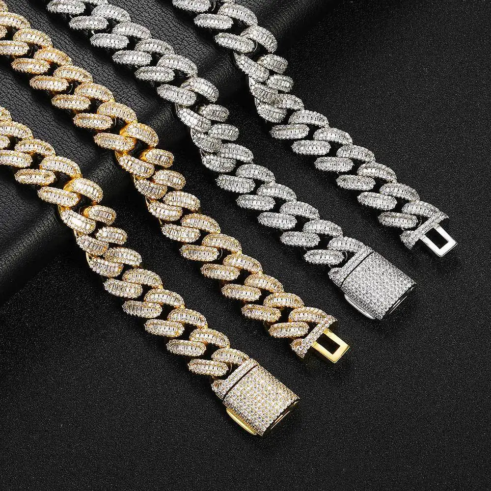 Hoyon Women Mens Cuban Link Chain Gold Silver Bling Miami Cuban Necklace Diamond Chain for Men Iced-Out Hip Hop Jewelry