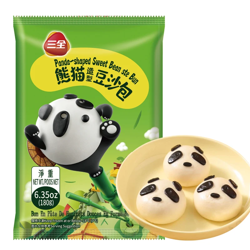 Китайские косметические закуски в форме панды мгновенные Замороженные зерновые продукты, приготовленные на пару, паста из красной фасоли, булочка baozi