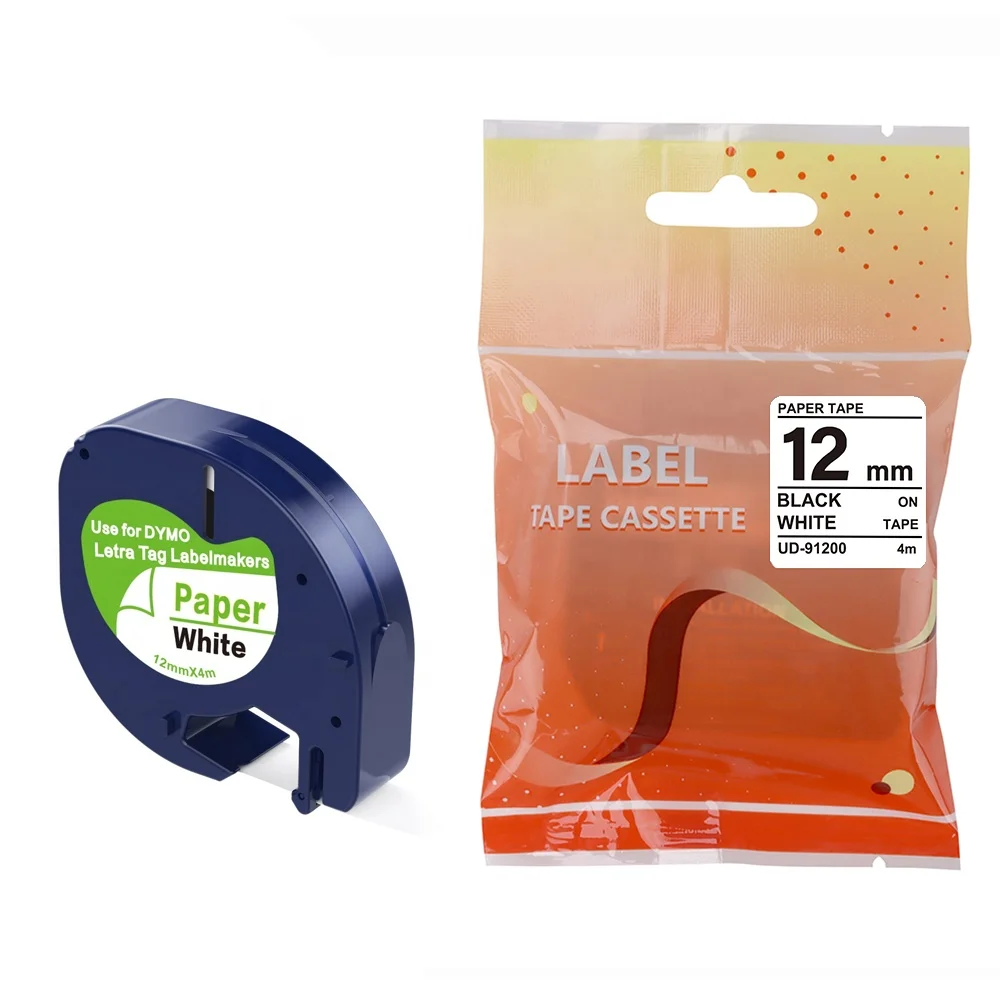 Совместимая кассета Этикеток dymo Lt 91330 91220 91200 59421 черный на белом 12 мм * 4 м термобумажная лента для