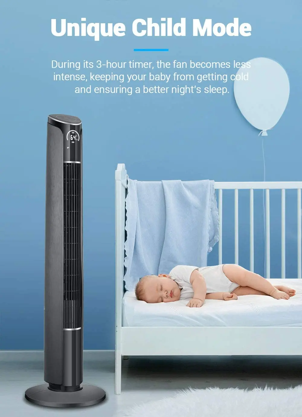 Oscillation Tower Fan Digital Control Remote Bladeless Cool Tower Fan Electric Stand Fan With Timer