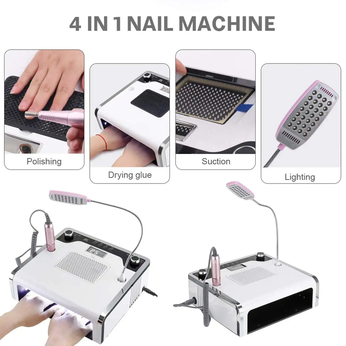Multifunction Manicure Pedicure Nail Drill Tools Pro Beauty Electronic Plastic Feature Material E File 30S 60S 90S UV Gel Lamp