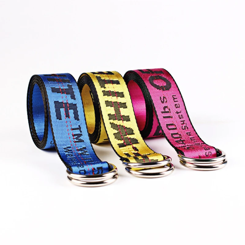Wholesale Fashion Custom LOGO Letters Embroidery Double Buckle fashion Women Woven Belt
