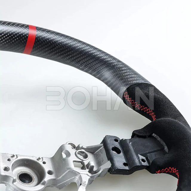 Steering Wheel, Real Matte Carbon Fiber Steering Wheel D-Type Racing Design Nappa Leather Car Steering Wheel for Subaru WRX STI