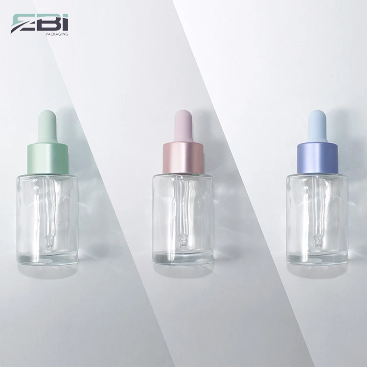 20ml 30ml 50ml 100ml essential oil serum flat shoulder frosted clear glass dropper bottle with pipette