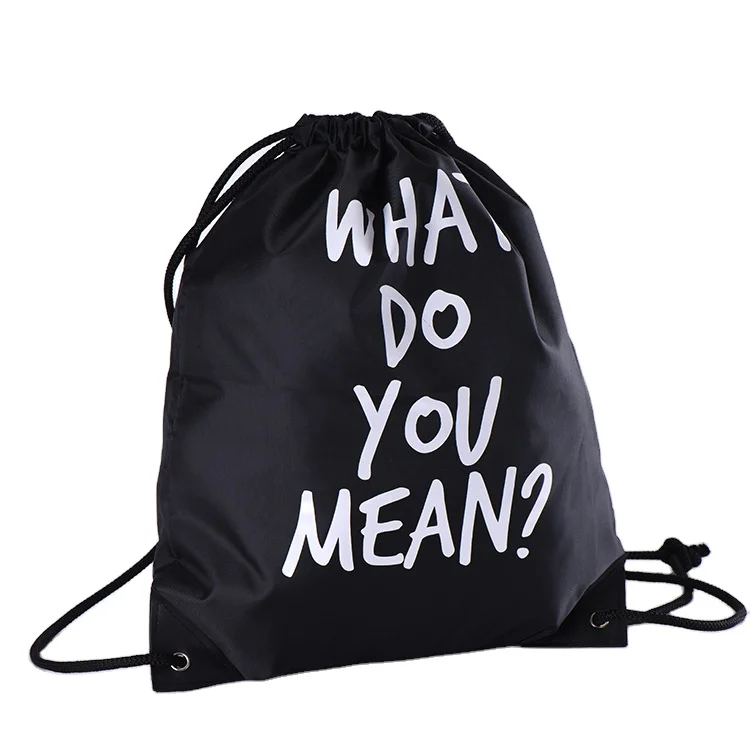 Personalized eco friendly 210D black nylon drawstring backpack bag for race