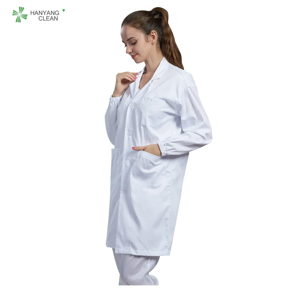Хлопковая полиэфирная белая плотная форма для врачей и медсестер, лабораторное пальто, больничный халат