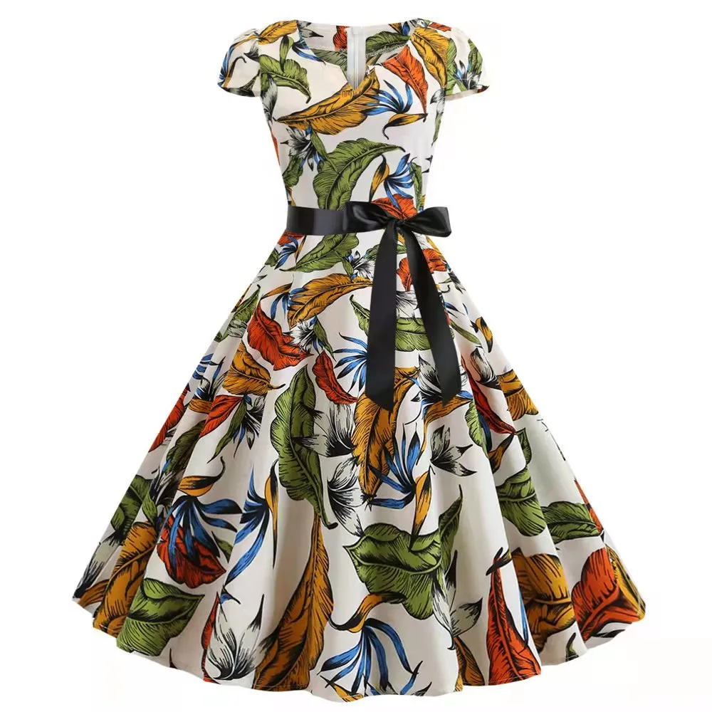 2021 Hot Sale Fashion Summer Sleeveless High Waist Slim Women Casual Floral  Dresses In Stock