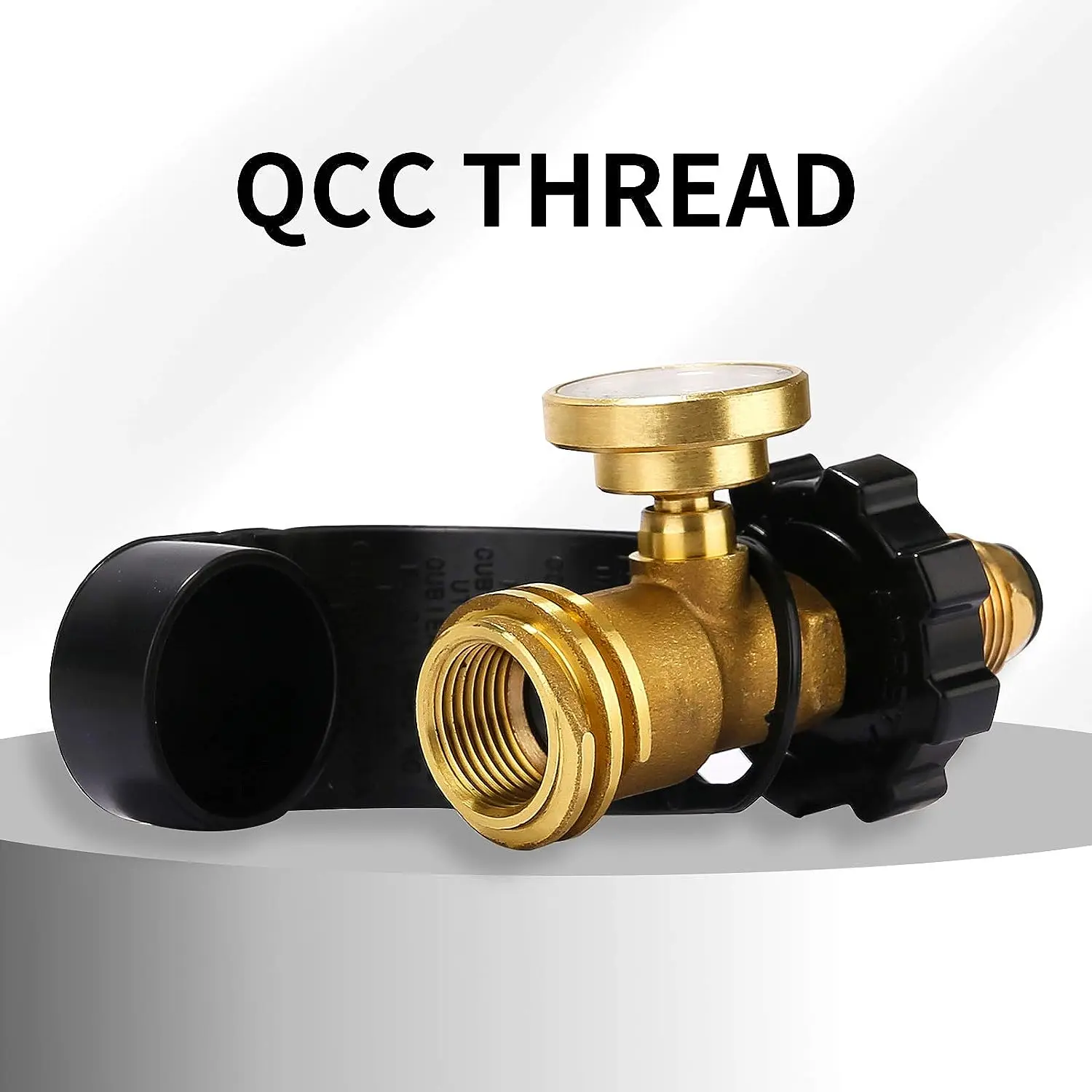 Universal Fit POL Propane Tank Adapter with Gauge,Converts POL to QCC1  Type 1, Propane Tank Gauge, Level Indicator