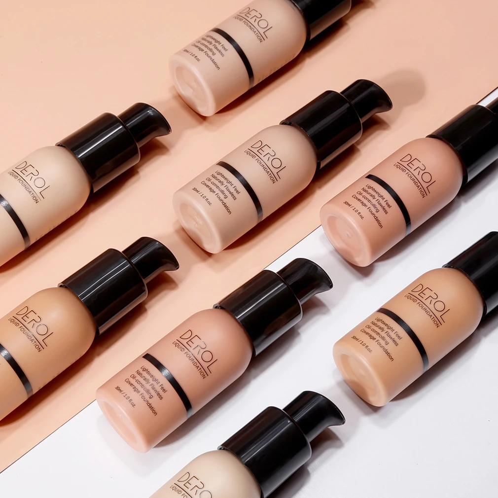 
DEROL 8 Color 30ml Oil Free Matte Liquid Face Base Primer Vegan Makeup Cosmetic Hd Water Proof Dark Skin Foundation 