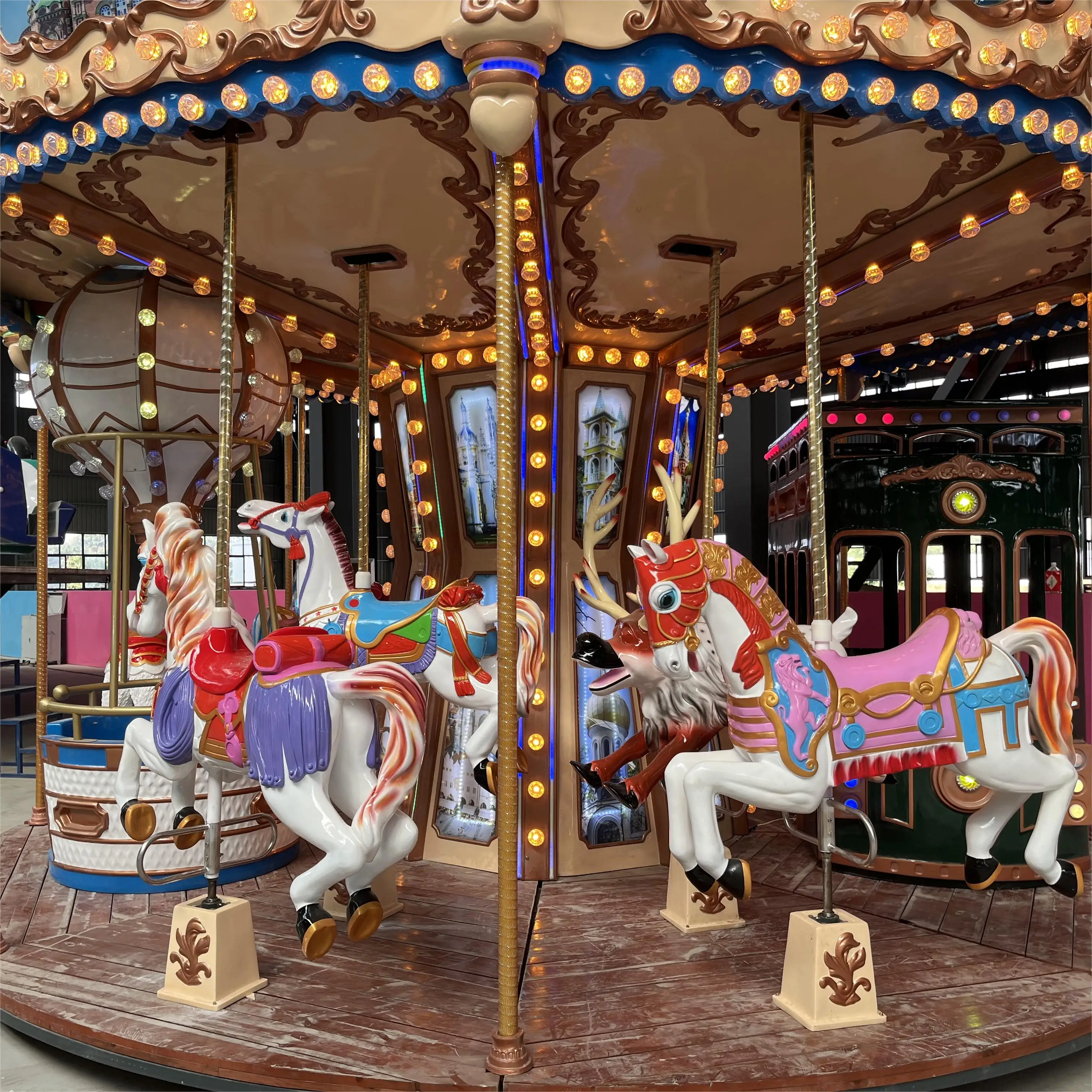 Cheap carousels merry go round   amusement park  ride on carrousel for shopping mall center carnival rides