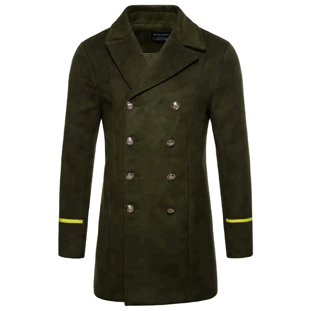 
hot sale latest design high quality mens military wool long overcoats 