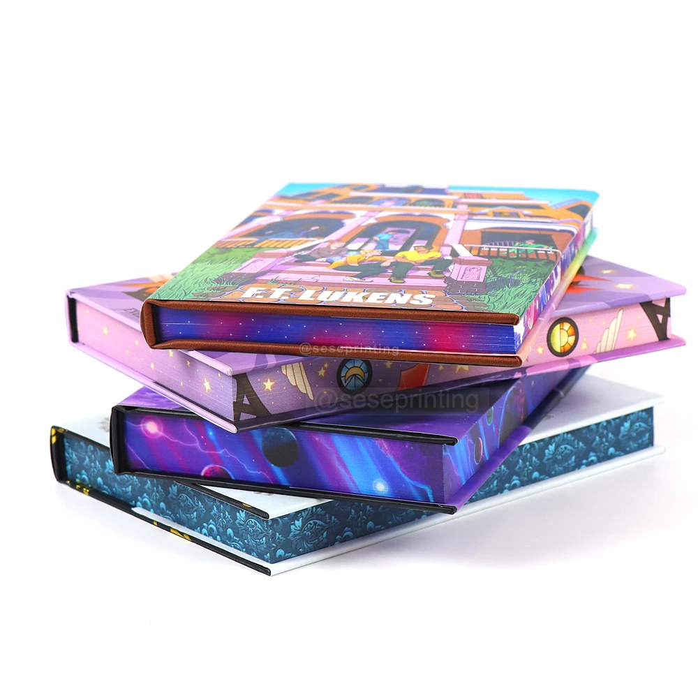Well Designed Custom Book Printing Exclusive Hardcover Novel Books Multi-colored Stenciled Sprayed Edges