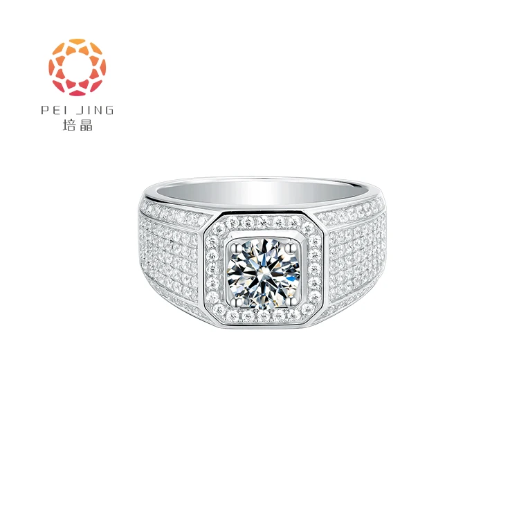 Elegant Lab Grown Diamond Ring 14k/18k White Gold Ring Men Diamond Eternity Ring For Men