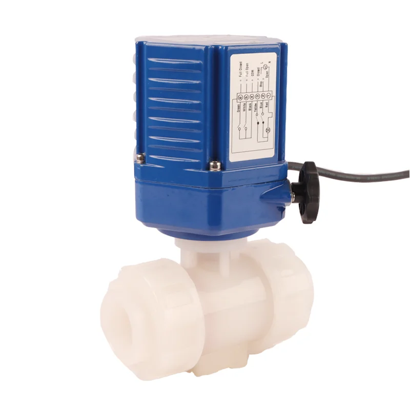 DN50 2 inch 24V 12V DC RS485 2 Way UPVC PVDF Plastic Motorized Water Ball Valve Electric Actuator Ball Valve