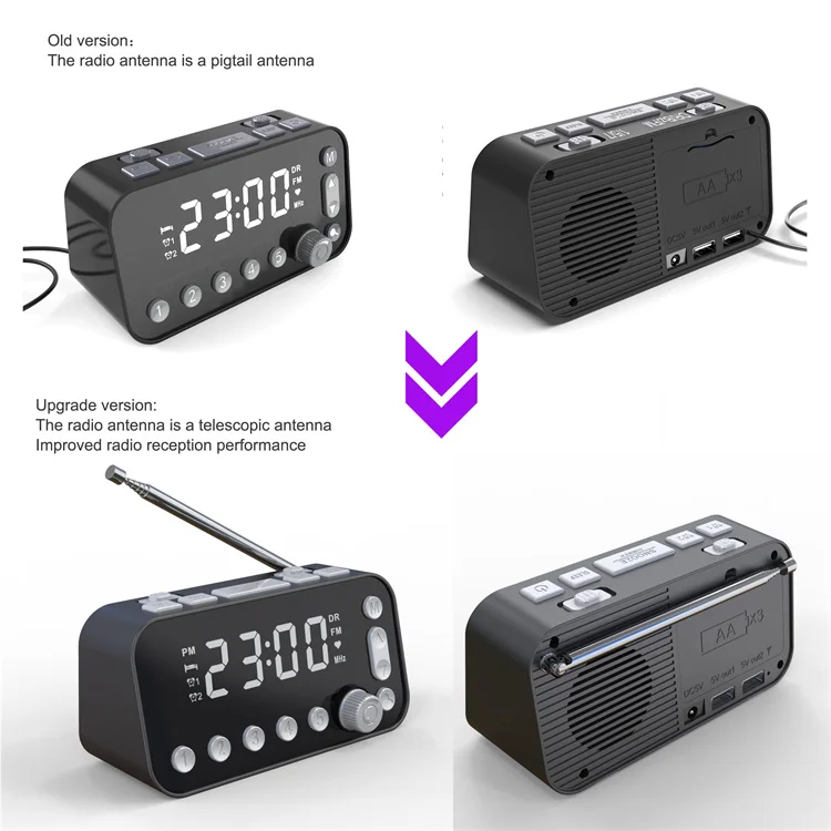 Portable Multifunction Dual Alarms DAB+/FM Radio Sleep Timer Small Digital Desk Clock