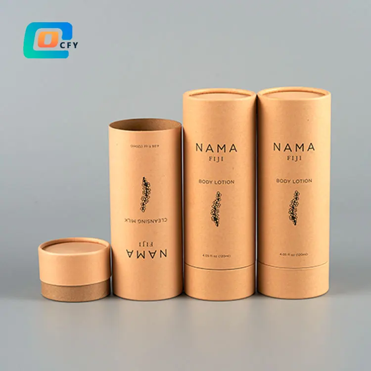 Brown Kraft Paper Cardboard Tube Round gift boxes wholesale custom paper tube package for High-end cosmetics