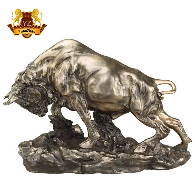 Outdoor Garden Bull Sculpture life size bronze buffalo animal statue sculpture for sale