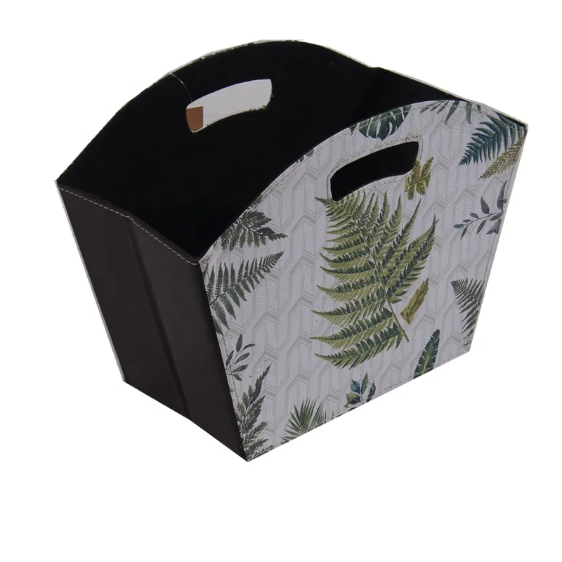2021 Spring Topic Home Decor Ornament  Foldable Newspaper Basket Cardboard with PVC Printing  Magazine Holder