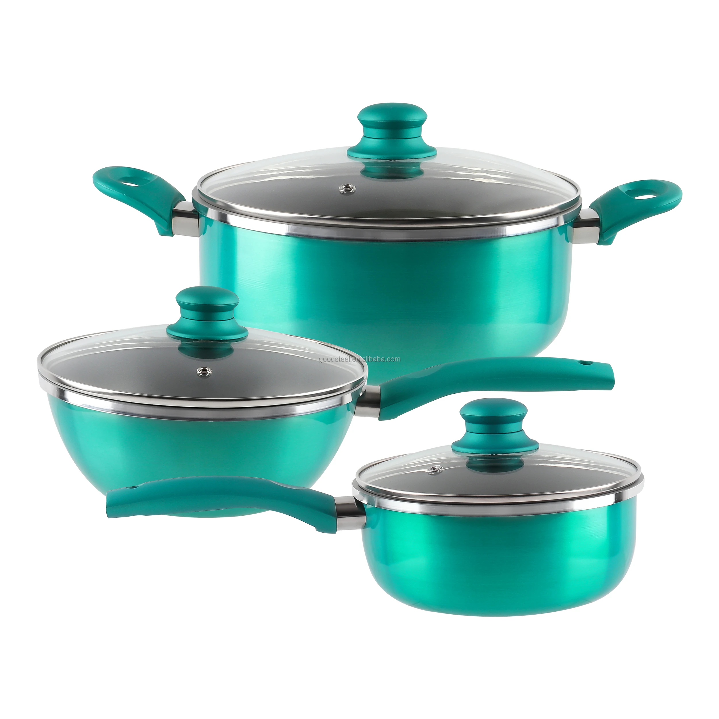 Ruby Red Fine Diamond Coat IH Compatible Gray Ceramic Coating Nonstick Aluminum Cookware Set MSF-6656