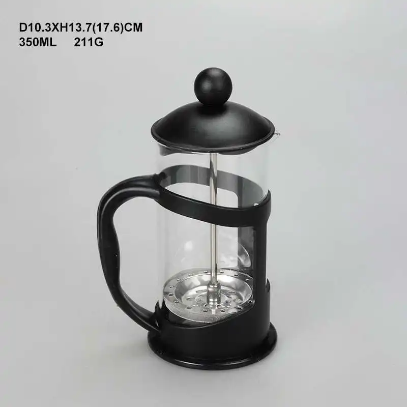 wholesale Custom 600ml 800ml 1L 1.5L customized Borosilicate Glass French Coffee Press with black brown Plunger And Filter