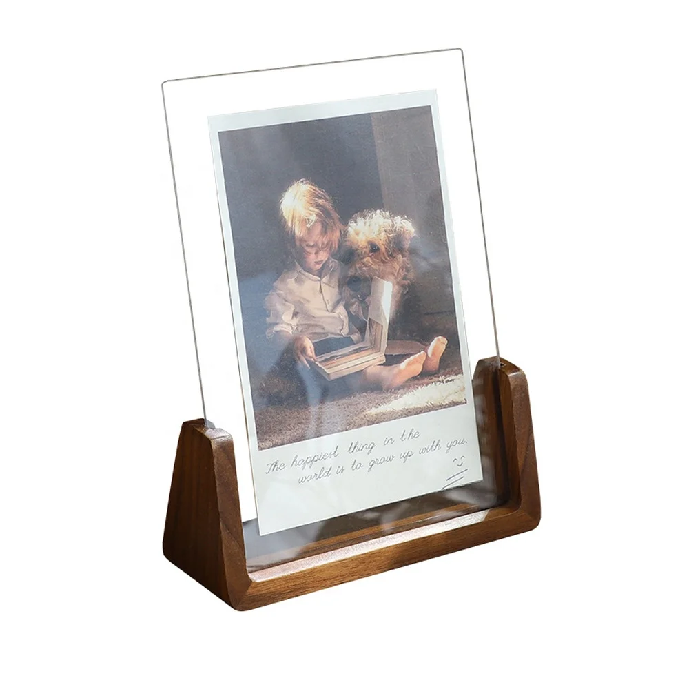 Modern design high-clear wood and acrylic picture frame Christmas sublimation photo frame plastic photo frame