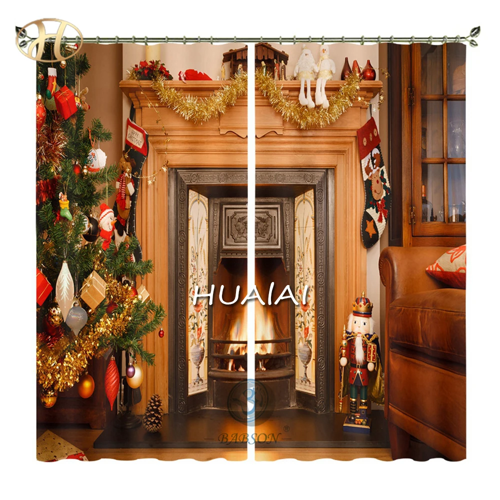 WHOLESALE CHRISTMAS DIGITAL PRINTED DESIGN BLACKOUT WINDOW CURTAINS FOR LIVING ROOM BEDROOM DECORATION