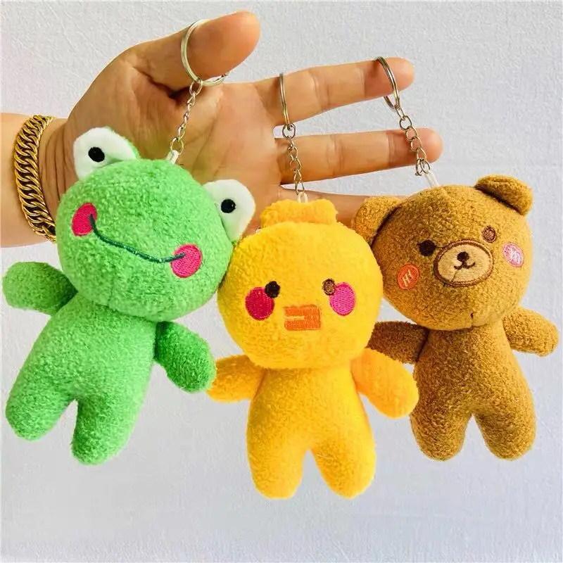4-inch mini plush toy rabbit bear chicken key chain pendant duck penguin teddy bear scarf dog bag car decorative toy