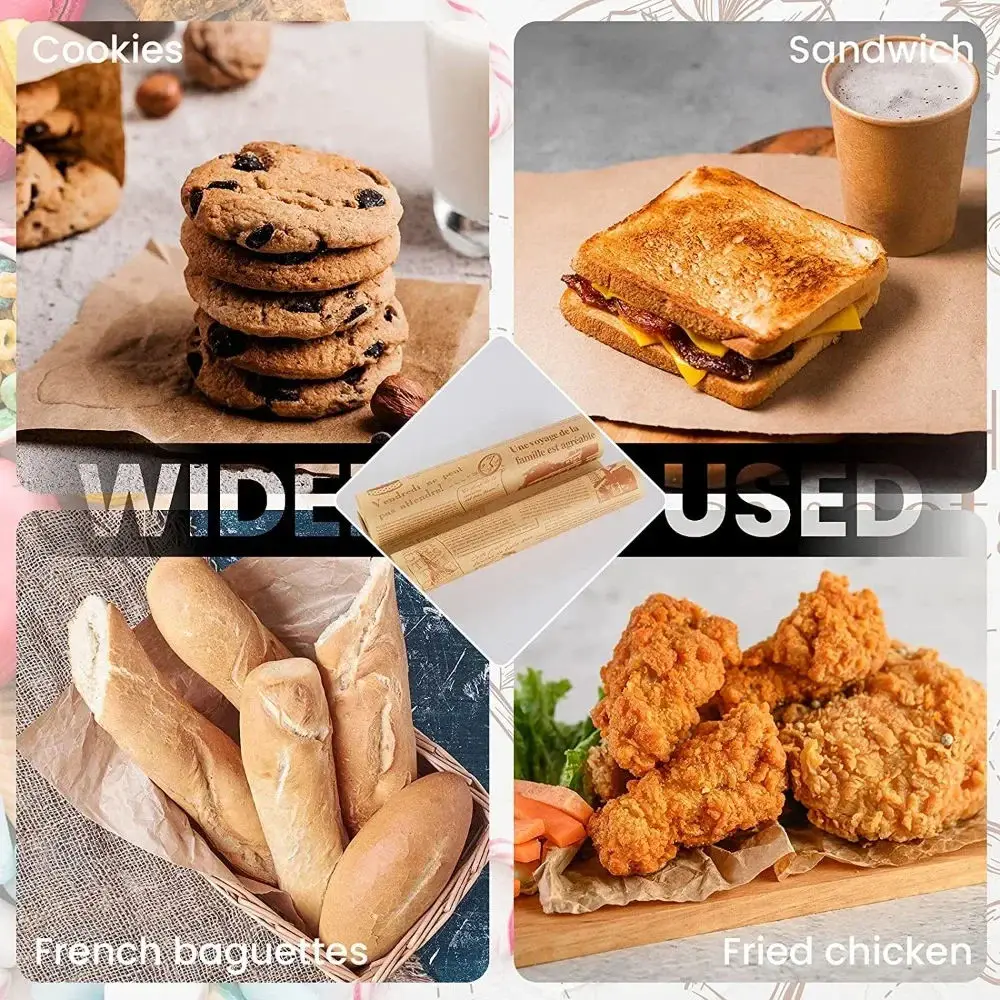 Custom Logo Printed PE Coated Deli Meat Hamburger Frie Burger Sandwich Wrap Wax Sheets Food Wrapping Greaseproof Paper,Wax Paper