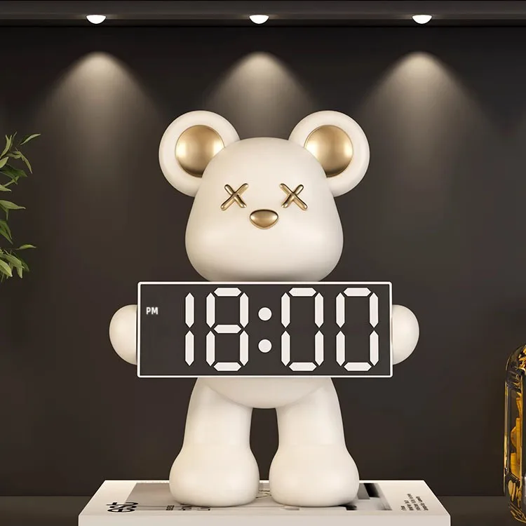 Часы с буйным медведем украшение для гостиной спальни будильника украшения рабочего стола