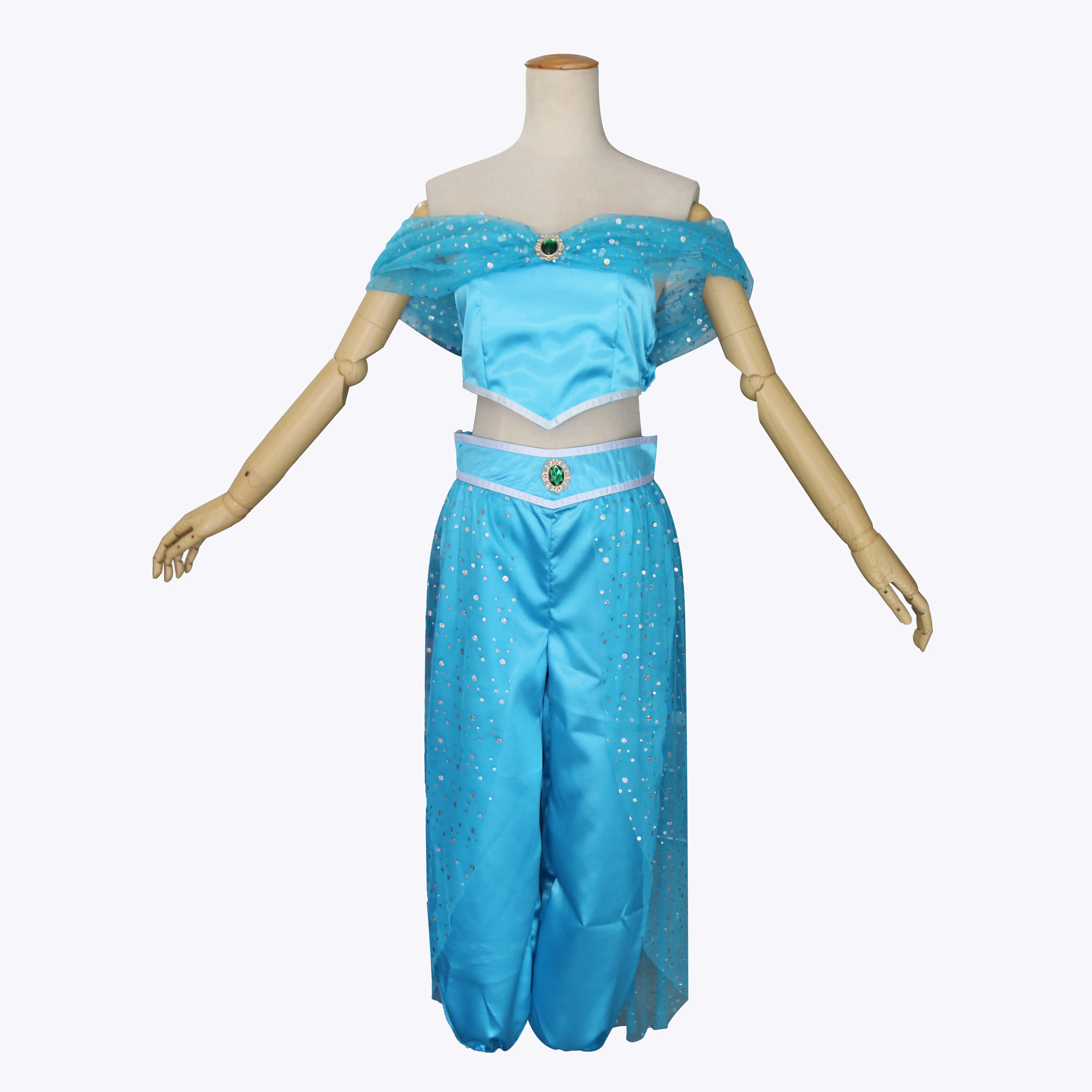 
Aladdin Magic Lamp Jasmine Princess Dress Cosplay Costume Adult Women Halloween Costume Embroidery Sexy Dance Dress Custom Made 