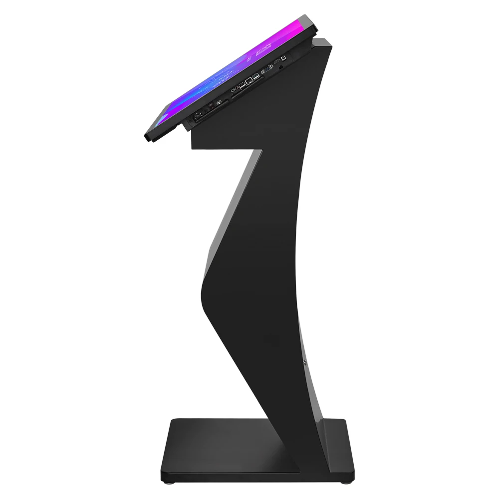 Indoor K type base kiosk horizontal rotate lcd totem kiosk table digital signage touchscreen capacitive mount