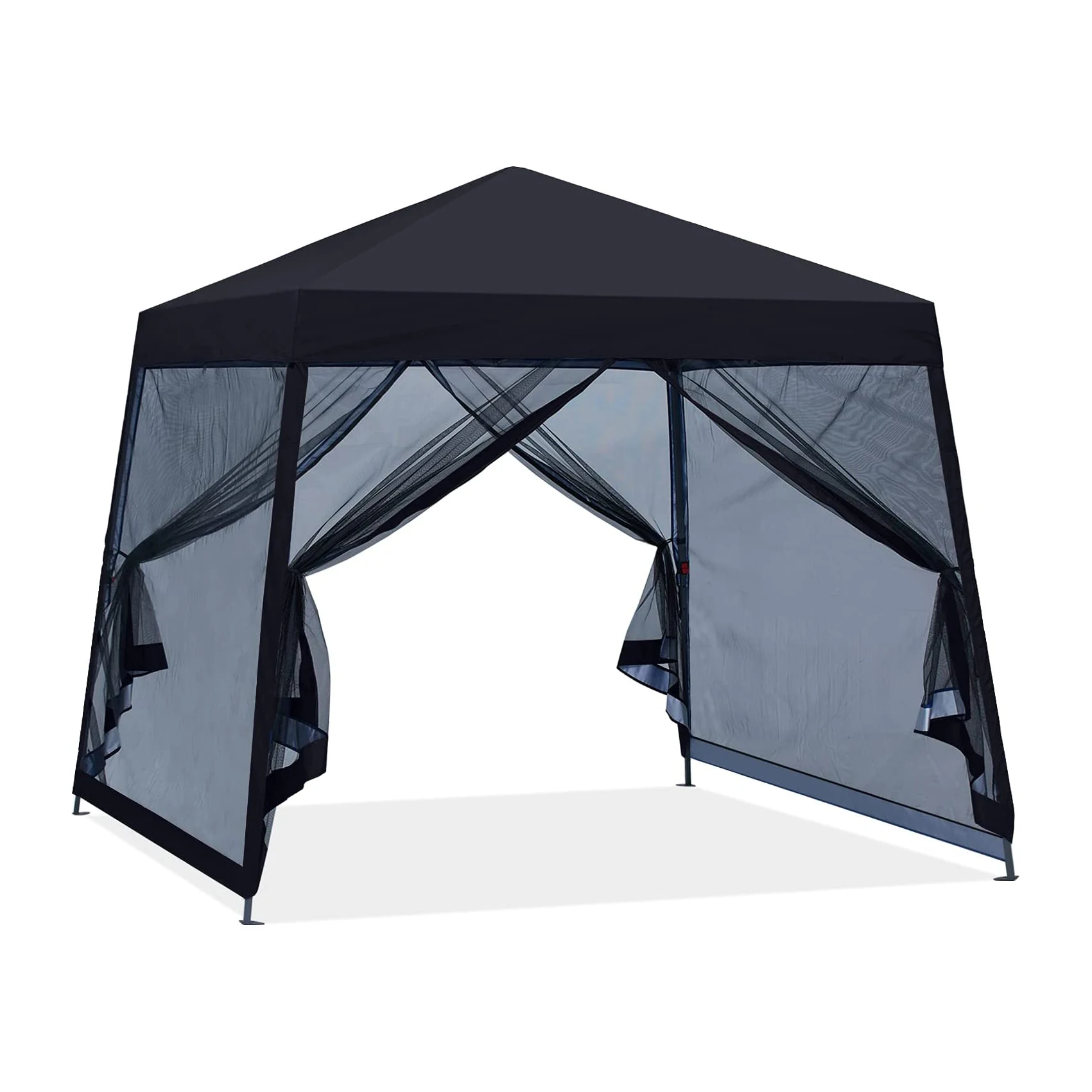 Stable Pop Up Outdoor Awning Tent with Mesh Wall 8x8 Black Trade Show Tent CHINA