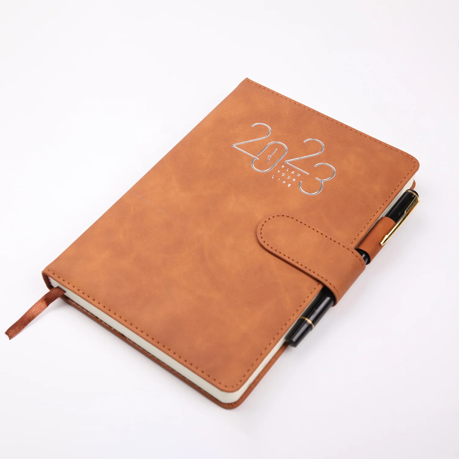 2023 new design diary with pen holder and buckle day a page Custom inner Page Design