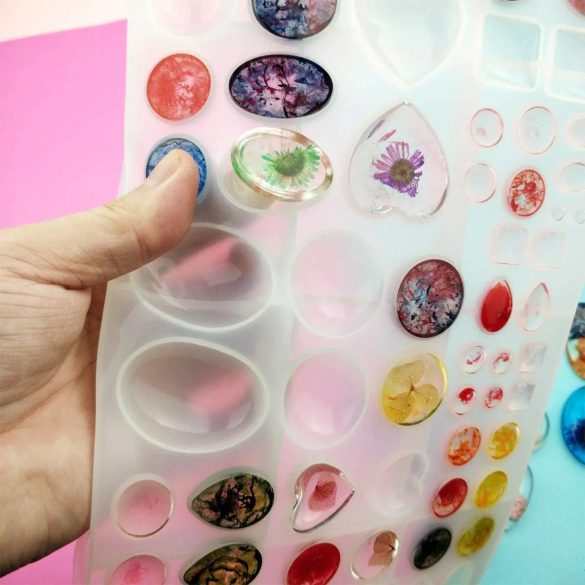 Jewelry Casting Molds Gem Jewelry Silicone Casting Mold for Resin Epoxy DIY Crafting Earring Pendant Studs Jewelry Making