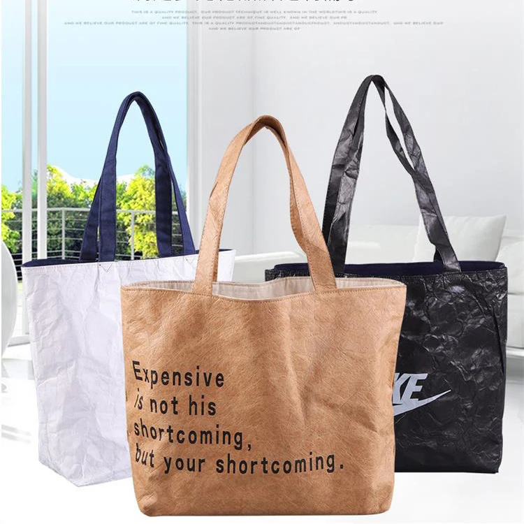 waterproof washable paper shopping tote tyvek bag with logo printed