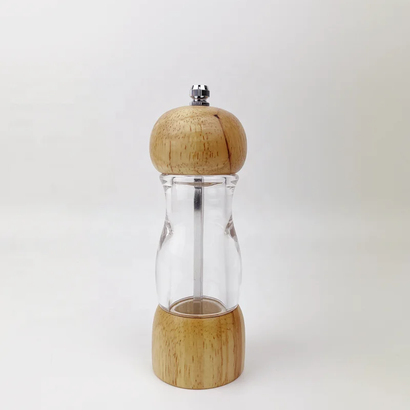 Amazon hot sale 6.5 inch salt&pepper mill grinder acrylic 6.5 inch manual pepper grinder  hand pepper grinder