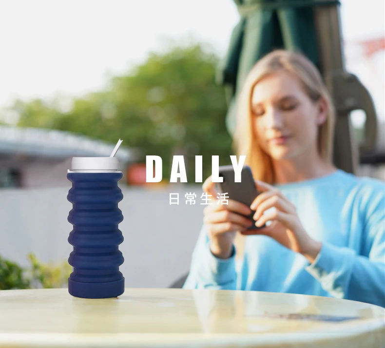 Silicone Travel Bottle Portable Silicone Water Cup Collapsible Water Bottle Foldable silicone cup Plastic bottle Eco-friendly