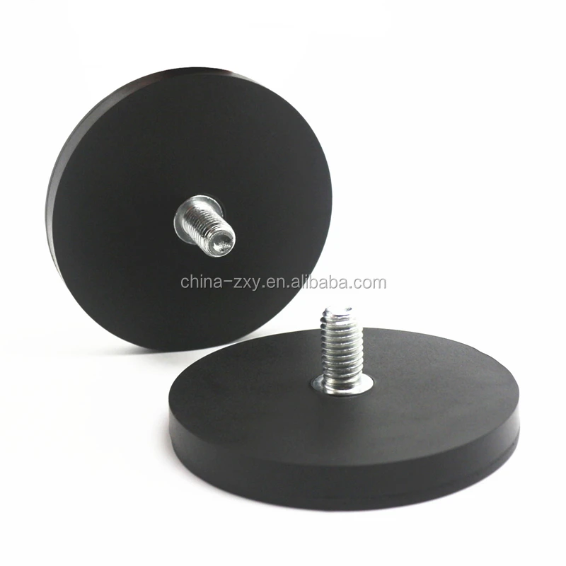 Diameter 66 Neodymium magnet  rubberized protect with male thread magnet  bolt for working light fixture