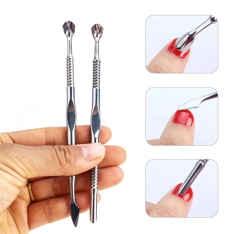 Double-ended Cuticle Pusher Stainless Steel Dead Skin Pusher Nail Fork Pedicure Manicure Nail Art Cleaner Care Tool
